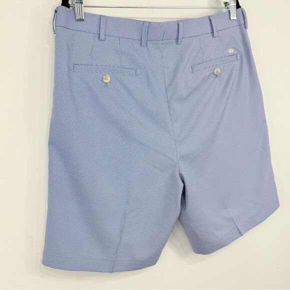 Peter Miller Blue White Micro Houndstooth Print Business Casual Golf Short - Picture 7 of 13